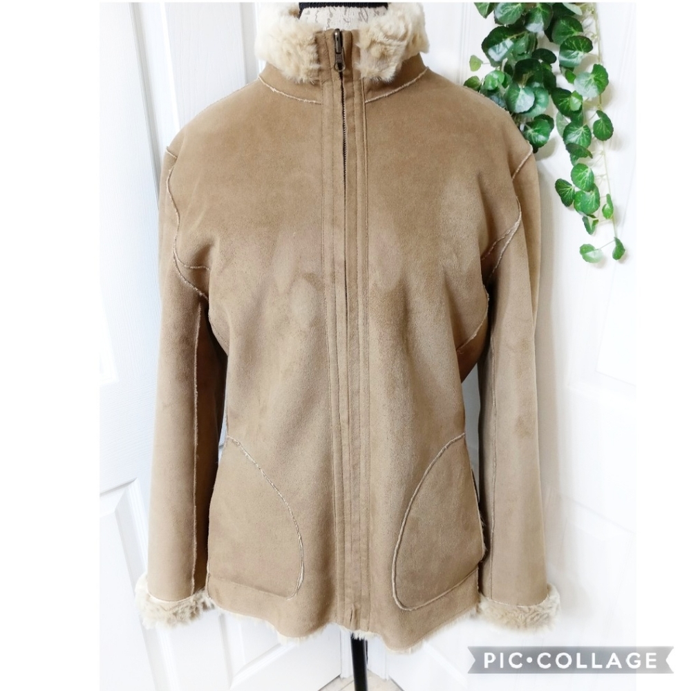 Coldwater Creek Reversible Tan & Cream Coat Size … - image 7